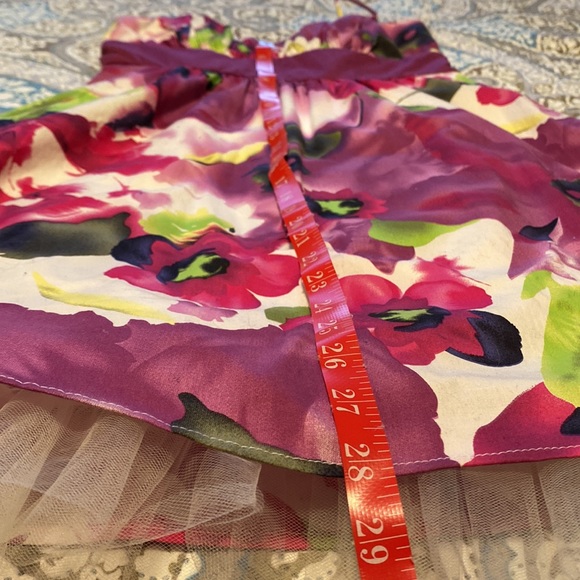 Suzy Shier Flower Pattern Strap Dress - Zip Back With Lacy Hem - Size S - Picture 11 of 13